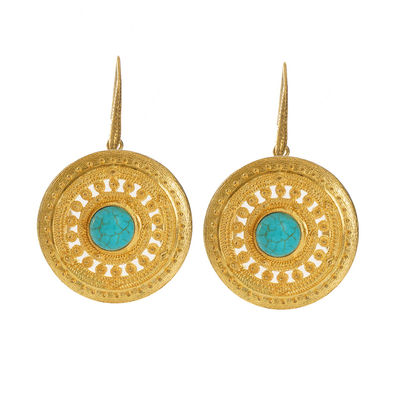 ILONA earrings gold-plated with a howlite cabochon